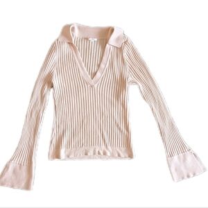 Tularosa Ribbed V-Neck Sweater - Cream